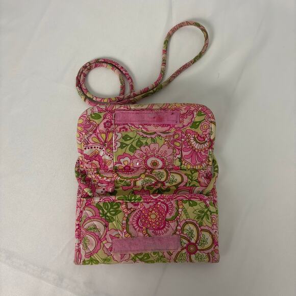 Vera Bradley Pink Petals Quilted Fabric Crossbody Wallet Purse with ID Window - Picture 6 of 13